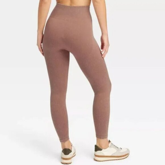 JoyLab High-Rise Ribbed Seamless Leggings Brown Tan - Picture 2 of 10